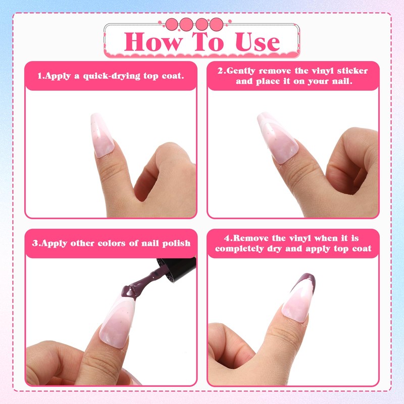 ElevateTech Adesivo per manicure francese, 40 fogli, per manicure francese,