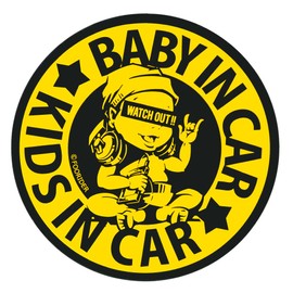 NO BORDER STC-001AG/S BABY IN CAR/KIDS IN CAR Sticker Original Drive Sign MUSIC BABY [Seal Type]