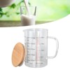Glass Measuring Cup, Graduated Beaker Mug with Handle and Lid