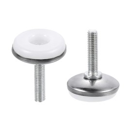 DTGN M6x25x30mm(DxLxOD) Screw on Furniture Glide Leveling Feet - 16Pack - Good for Furniture - Adjustable Thread Furniture Levelers - Silver