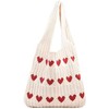 YISHATIER Women's Crochet Tote Bags Boho Tote Bags Heart-shaped Beach