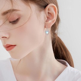 Celtic Moonstone Drop Earrings 925 Sterling Silver Heart Moonstone Dangle Earrings Irish Celtic Knot Jewellery Gift for Women Girls
