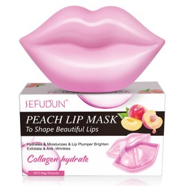 Pack of 20 Lip Masks, Lip Mask Pads, Lip Mask, Anti-Ageing Moisturising Lip Pads, Collagen Lip Sleeping Mask for Lip Care, Suitable for Dry and Cracked Lips (Peach)