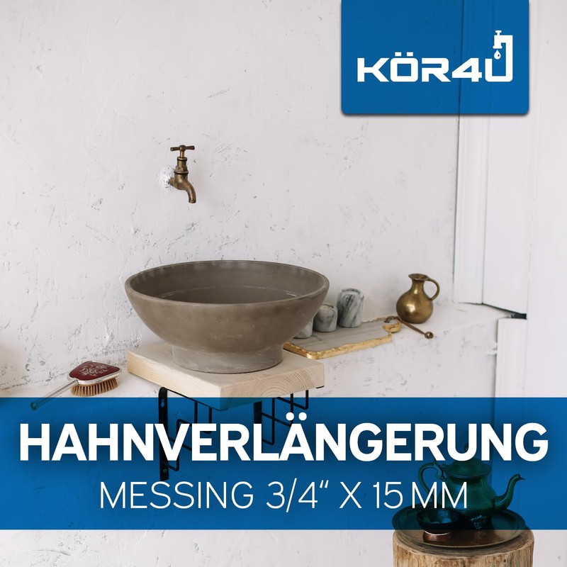 kör4u Tap Extension Brass 3/4 Inch x 15 mm Thread