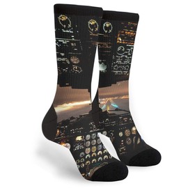 YISHOW Airplanes Men's Unisex Novelty Crew Socks Funny Crazy Dress Socks