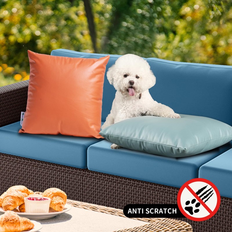 SUSIE'S GARDEN Faux Leather Outdoor 100% Waterproof Throw Pillow Covers