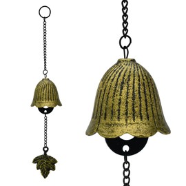 MrMrKura Japanese Leaf Wind Chimes, Small Wind Bell Pendent for Outside Hanging Cast Iron Wind Chime Ornament for Bless Garden Backyard Home Decor (Bronze)