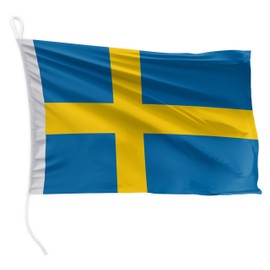 FLAGLY Premium Boat Flag Sweden 20 x 30 cm - 115 g/m² Fabric Weight - Printed, Robust with Knit & Loop, Boat Accessories Motor Boat (20 x 30 cm - Sweden)