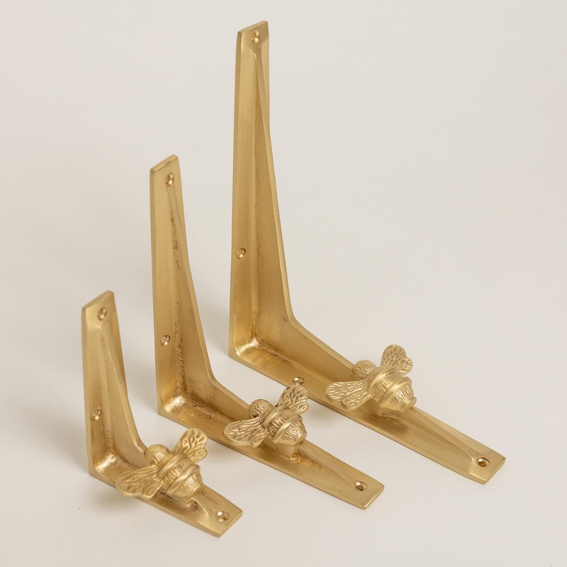 Satin Brass Bee Shelf Brackets | Heavy Duty Brackets for