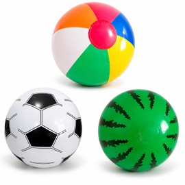 3 Pack Inflatable Beach Balls - Watermelon & Football Designs – Pool Fun