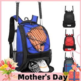 DAFISKY Youth Baseball Backpack Bag - Baseball Bag with Shoes Compartment, Bat holder & Fence Hook, for Softball & T-Ball Gears, Bat, Helmet, Gloves - Color: Pink