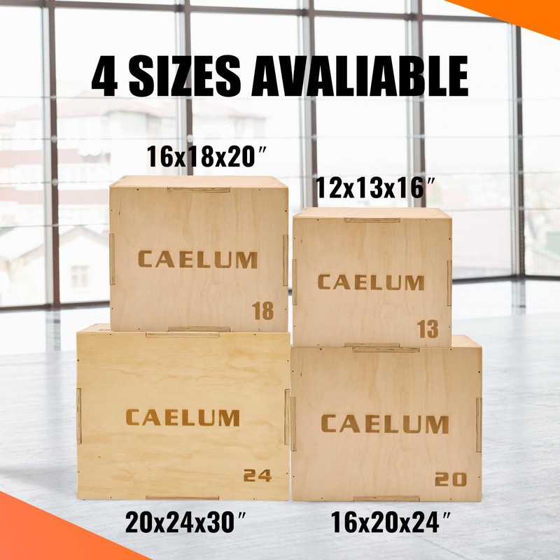 CAELUM 3-in-1 Wooden Plyo Box – Non-Slip Jump Box for