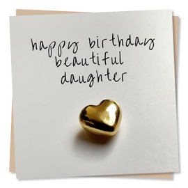 Stunning Gold Heart Happy Birthday Beautiful Daughter Card - Birthday Card for Daughter - Made in UK