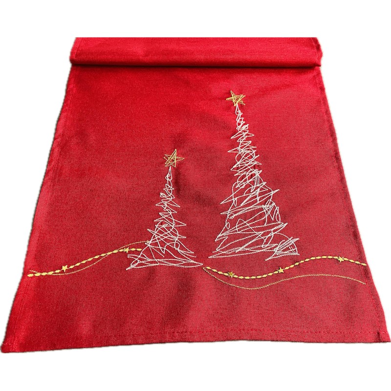 khevga Table Runner Tablecloth Christmas Modern in Grey with Embroidery