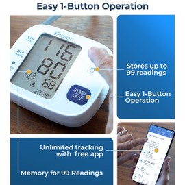 iProven Blood Pressure Monitor Bluetooth for Home Use - Upper Arm with App Integration, Easy-to-Use One-Touch Operation, and Large Backlit Display for Convenient Monitoring.