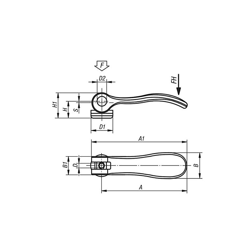 KIPP Eccentric Lever - M4 Internal Thread - Aluminium Handle