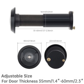 HOJLKLD Door Viewer Peep Hole, 200-degree Door Viewer, Peephole with Heavy Duty Rotating Privacy Cover for 1-1/2" to 2-3/8" Doors (Black)