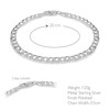 Men's Flat Curb Chain Necklace/Bracelet Chain Link Flat Square Sterling