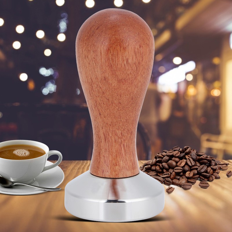 Stainless Steel Manual Coffee Powder Flat Tamper with Wood Handle