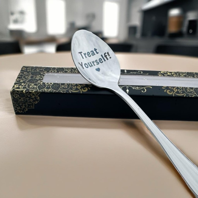 Engraved Silver-Plated Teaspoon with 'Treat Yourself' Message, 15cm, Gift Box