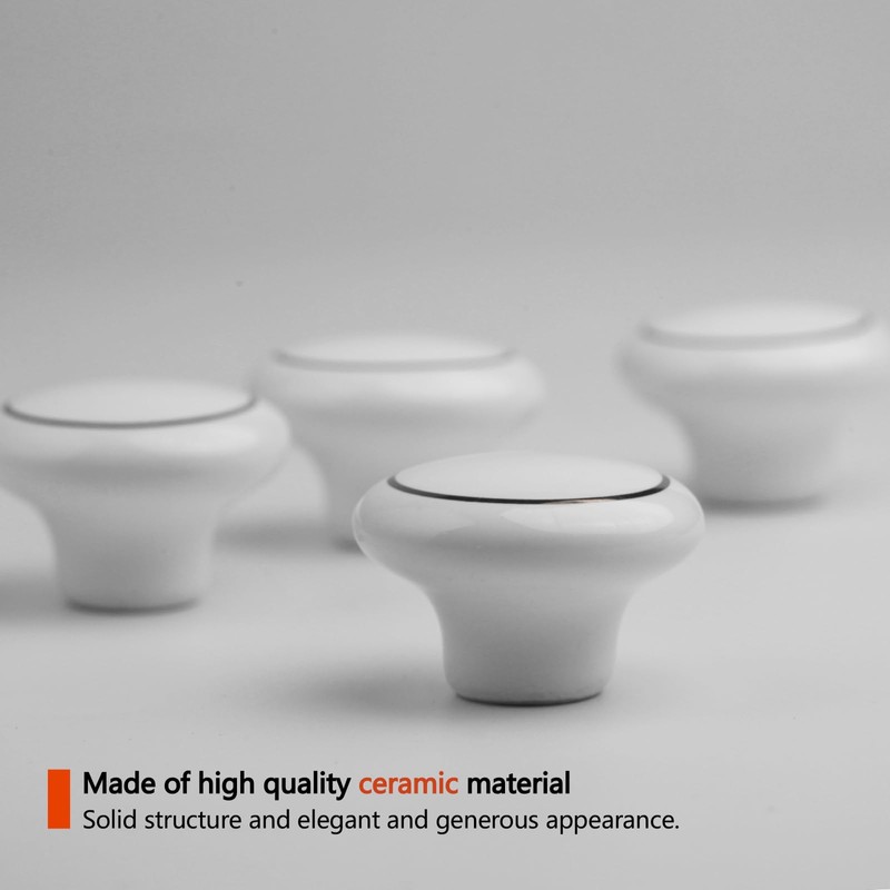 10PCS Kitchen White Cabinet Knobs and Pulls Round White Dresser