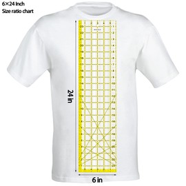 Acrylic Ruler 7 Piece Set, Non Slip Rings 50 Pieces, Quilting Rulers, Size (6"x24"), (2"x24"), (3"x18"), (3"x8"), (1.5"x12"), (1"x12"), (1"x6") (Yellow-7 Piece Set)