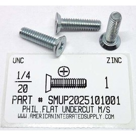AMERICANINTEGRATEDSUPPLY.COM 1/4-20x1 Undercut Flat Head Phillips Machine Screws Steel Zinc Plated (25)