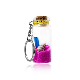 MaNeaz Pink Gift Love Gift for Partner Love Gifts for Women Anniversary and Adults as Wedding Anniversary Romantic for Women and Men Floating Wish Bottle with Keyring