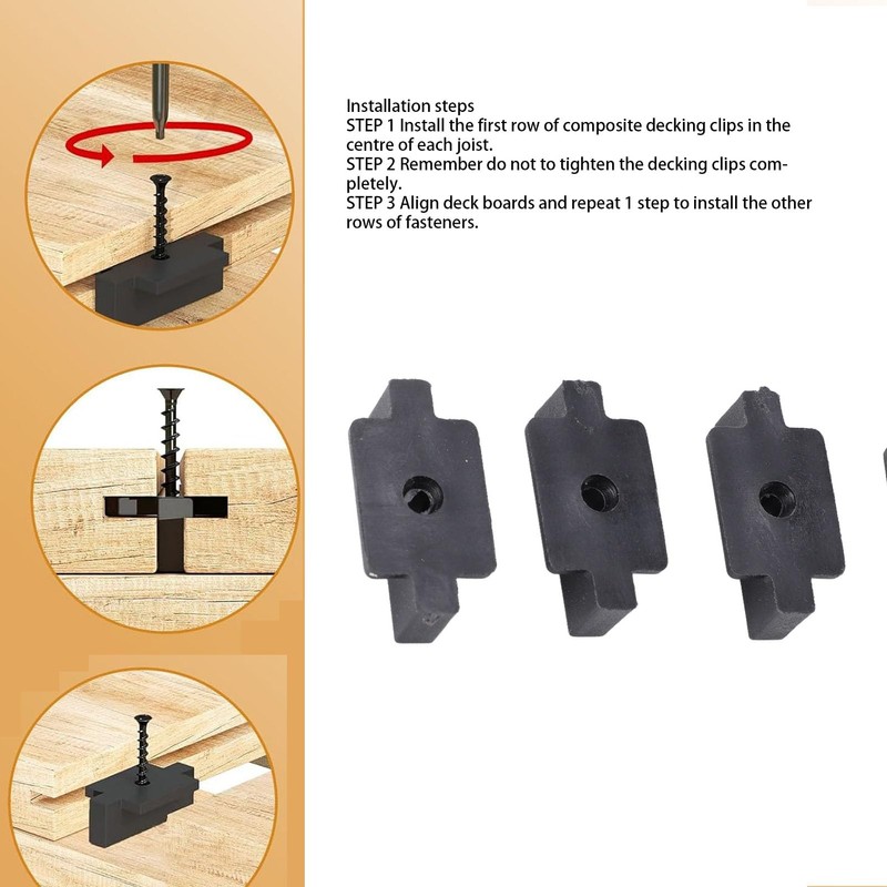 100pcs Hidden Decking Fasteners Robust for Wood Deck Frames, Grooved