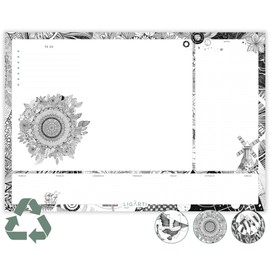 Ligarti Desk Pad Paper (100% Sustainable) A3+ Weekly Planner Pad with To Do List and Changing Motifs - Weekly Planner Undated, Desk Mat (Cosmos)