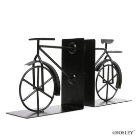 Hosley Classic Bike Bookends - 6.5" Vintage Metal Book Ends for Shelves, Heavy Duty Book Organizer for Desk, Rustic Farmhouse Book Shelf Decor, Antique Style Bookend Set, Cottagecore Home Office Decor