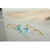 Aquamarine Blue Quartz Trillion 14k Gold Plated Sterling Silver Earrings