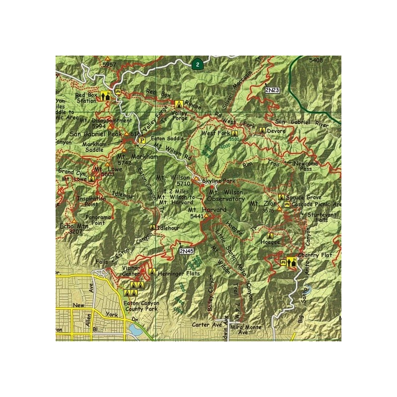 San Gabriel Mountains California Trail Map Poster