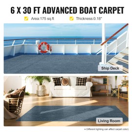Happybuy Gray Boat Rug 6x29.5 ft, Versatile Non-Slip Mat for Indoor/Outdoor, Patio Deck, TPR Waterproof Backing for Marine Flooring