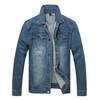 LAMKUKU Mens Denim Jacket Ripped Slim Jean Jacket Coat for Men (Medium, Dark blue2806)