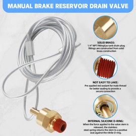 1/4” Air Tank Drain Valve Plug with 60” Cable, Dazakoot Replace Air Compressor Drain Valve Cable For Semi Trucks - 2pcs