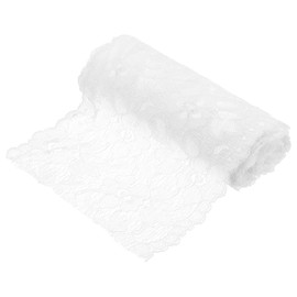 MECCANIXITY 6.3 Inch Wide 5 Yard Lace Ribbon Floral Pattern White Lace Trim Ribbon for DIY Crafts, Gift Wrapping Bouquets, Wedding Decor, and Sewing Making