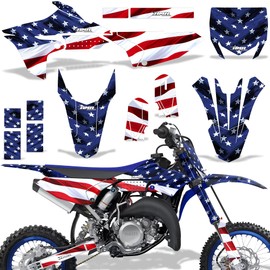 AMR Racing MX Dirt Bike Graphics kit Sticker Decal Compatible with Yamaha YZ65 2018-2021 - USA American Flag - Stars and Stripes