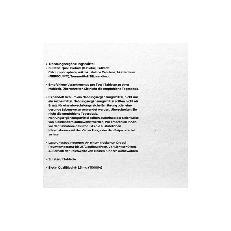 Aliness Biotin 2500mcg QualiBiotin, 120 Tablets