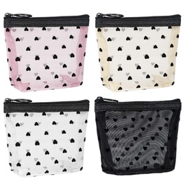 4 pieces printed make-up bag, mini mesh storage, portable toiletries, travel supplies.