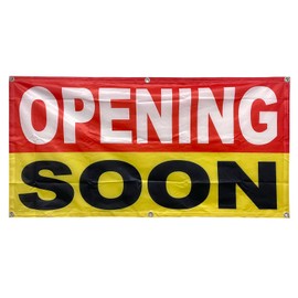4LessCo 2x4 Feet OPENING SOON Banner Store Sign Fabric Polyester With Grommets ryb