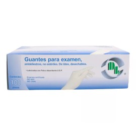 DL Guante De Látex 100 Pz Para Exploración Blanco Grande Dl