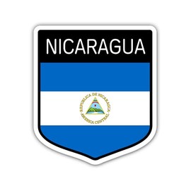 Squiddy Nicaragua Flag Shield - Vinyl Sticker Decal for Phone, Laptop, Water Bottle (3" high)