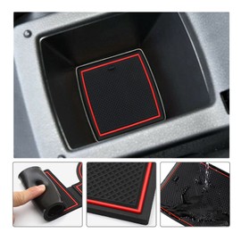 LFOTPP Compatible with V W Golf 7 7.5 MK7 2016-2019 (RHD) Non-Slip Rubber Mats for Centre Console, Armrest Storage, Cup Holder, Door Slot, Car Interior Accessories Mat, Pack of 9 (Red)