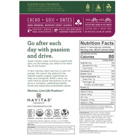 Navitas Organics Superfood Power Snacks, Cacao Goji, 8 oz. Bag — Organic, Non-GMO, Gluten-Free, No Sugar Added