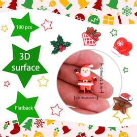 Christmas Pendants, Pack of 50 Mini Pendants, Christmas Decoration, Mini Accessories, Resin Christmas Decoration, Miniature Decoration, Christmas Tree Santa for Crafts, Snowman Decoration for DIY