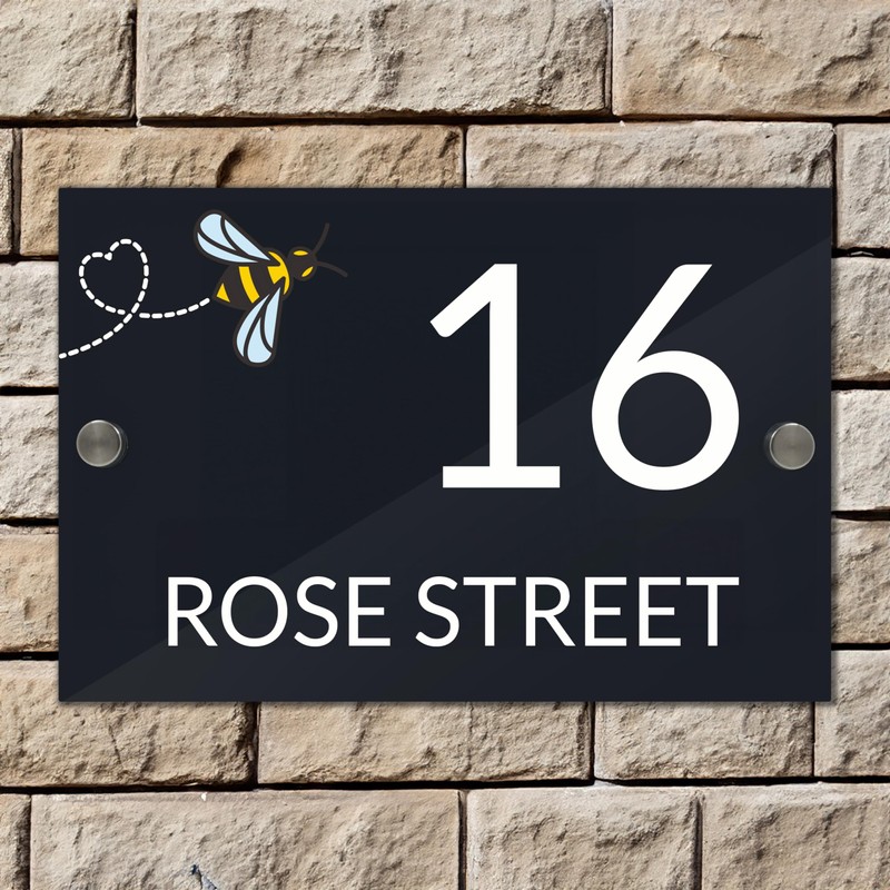 Badgemaster Modern Anthracite House Number Sign Plaque Stainless Steel Standoffs
