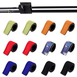 ZFRITP Rod Bands, Pack of 12 Fishing Rod Straps, Fishing Rod Belts, Fishing Rod Belts, 6 Colours, Fishing Rod Straps, Elastic Rod Band, Velcro Straps with Buckle for Fishing Rods (30 cm)