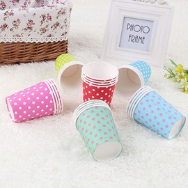 Chenhon Party Vasos desechables de papel, vasos de papel para bodas y fiestas de 8 onzas (Multicolor Dot 50 piezas)