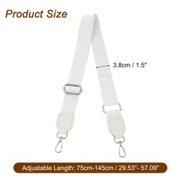 sourcing map Wide Shoulder Strap, 3.8cm Adjustable Purse Strap Replacement Crossbody Strap for Shoulder Bag Wallets, White, Silver Square Mouth Buckle
